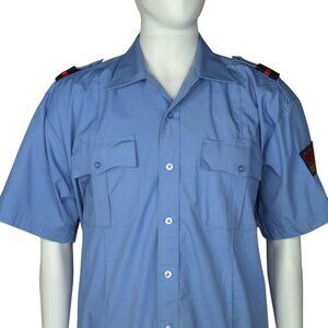 DutyPro Mens Blue Short Sleeve Uniform Shirt With Patches 65% Polyester 35% Cott
